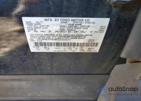 2011 Ford Explorer Limited z USA, uszkodzony, nr VIN 1FMHK7F83BGA86039